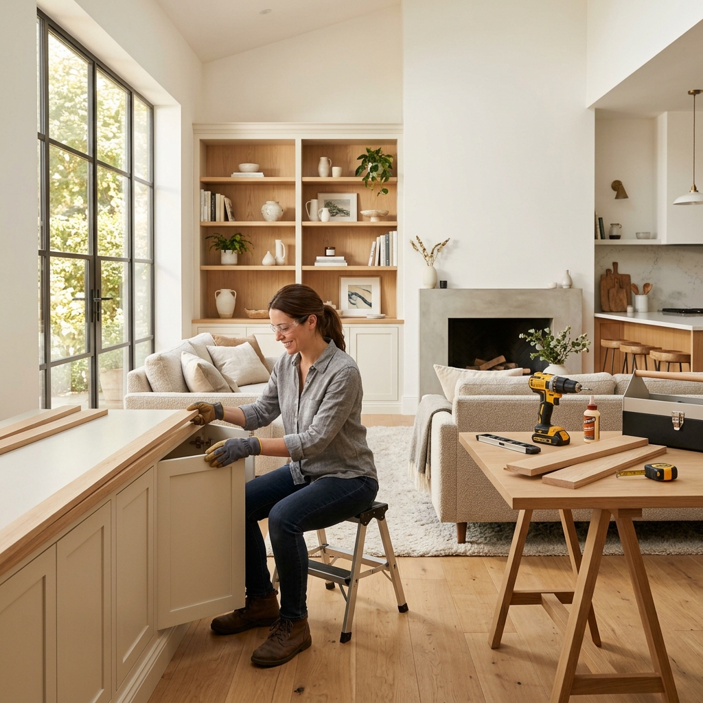 Homeowner repairing a house with premium home tools